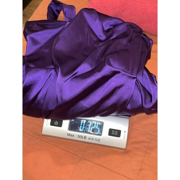 Xscape Petite Purple Satin Halter-Style Ruched Cocktail Dress Size 4 - Picture 8 of 8